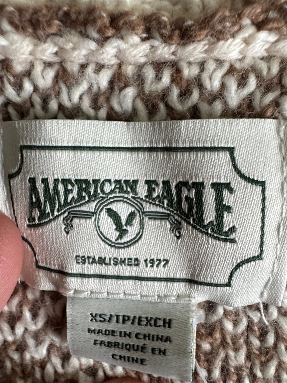 American Eagle Outfitters Cream Cardigan with Brown Paisley Motif - Picture 2 of 8